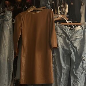 Alice + Olivia Tan Faux Leather Dress